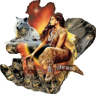 femme indienne et son loup